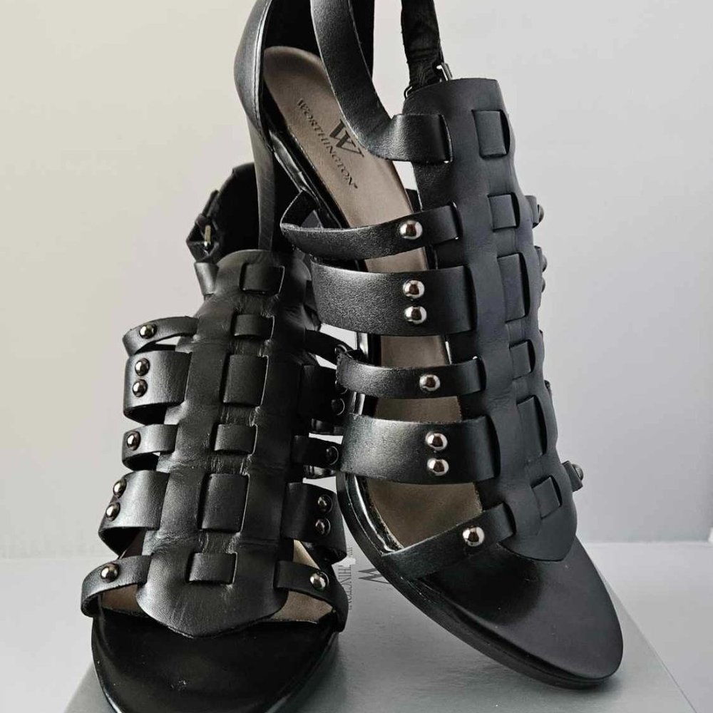 WORTHINGTON Women's Open Toe Strappy Black Heels Size 10